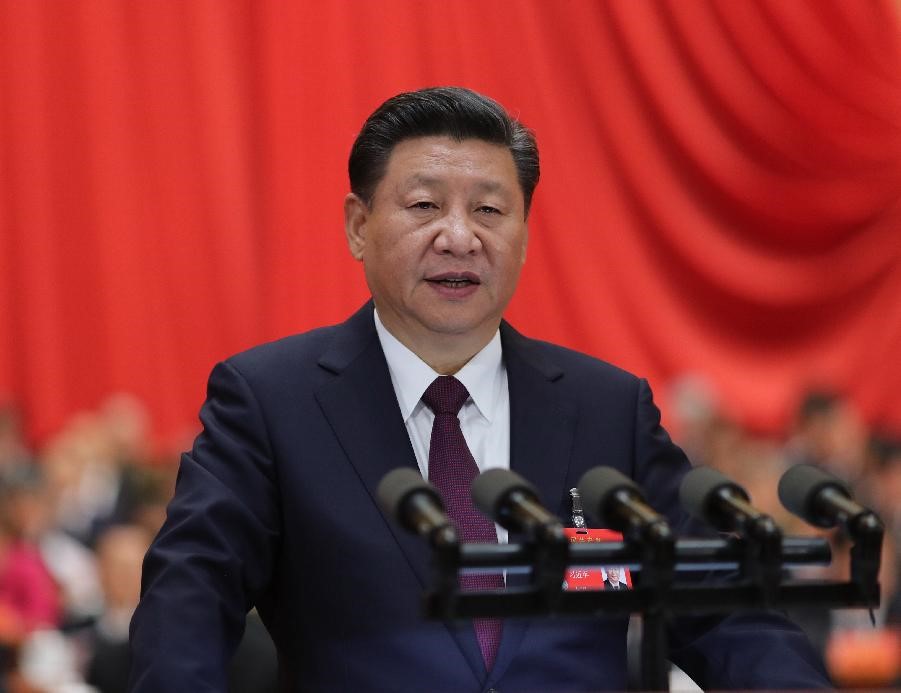 10月18日，習(xí)近平在中國共產(chǎn)黨第十九次全國代表大會上作報告。